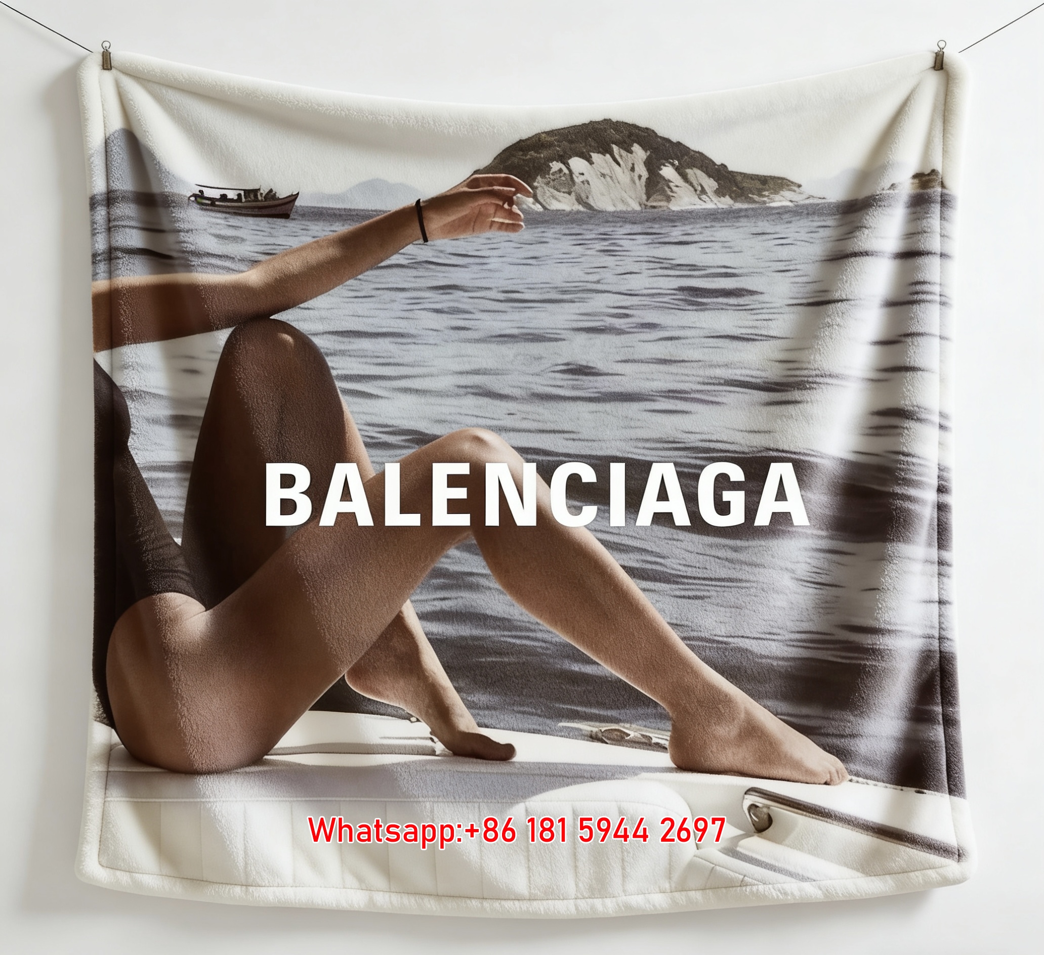 Balenciaga Yacht Sea View Print Flannel Sofa Throw Blanket Premium Couch Cover BA392